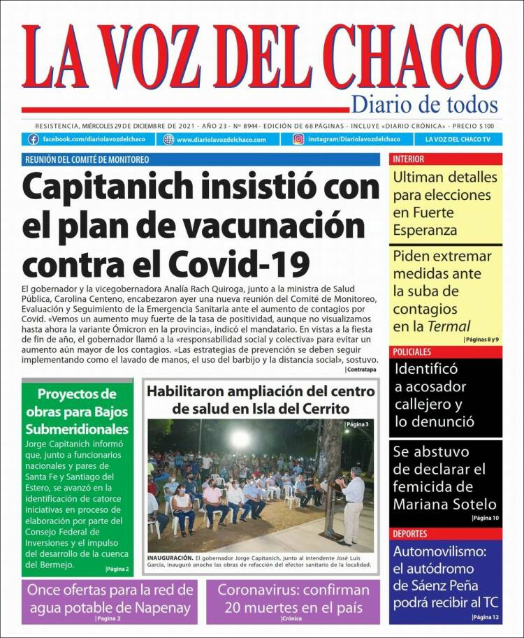 Portada de La Voz del Chaco (Argentina)