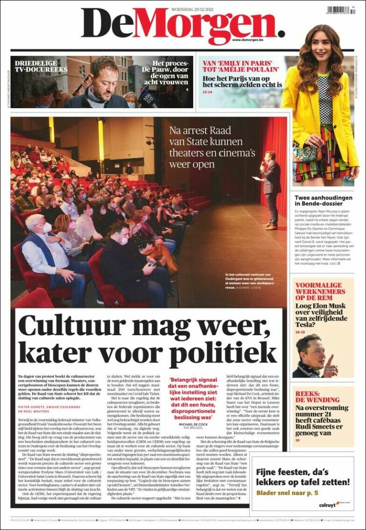 Portada de De Morgen (B&eacute;lgica)