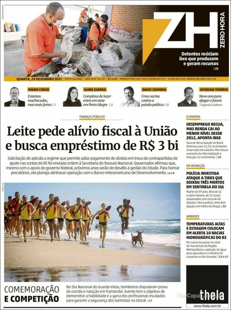 Portada de Zero Hora (Brasil)