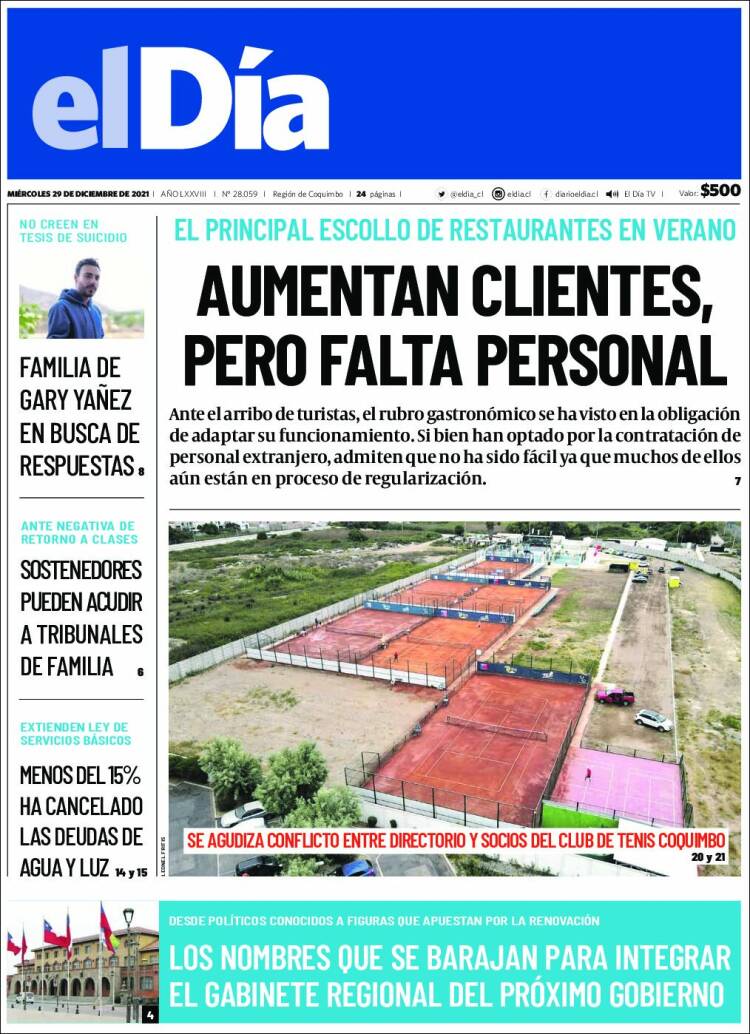 Portada de El Día (Chile)