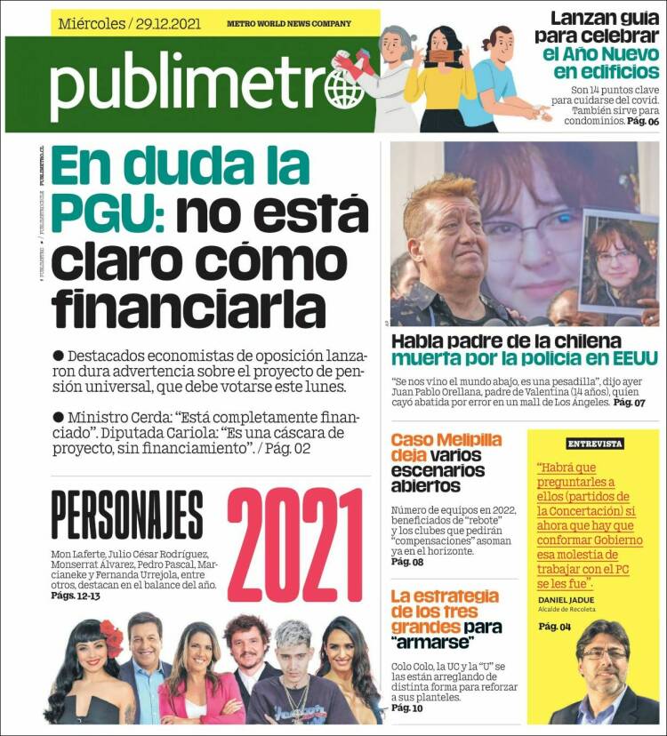 Portada de Publimetro (Chile)