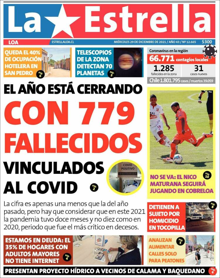 Portada de La Estrella de Loa (Chile)