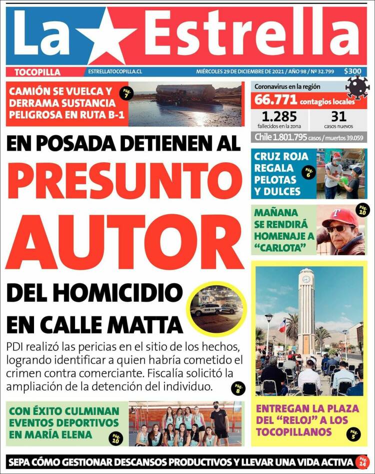 Portada de La Estrella de Tocopilla (Chile)