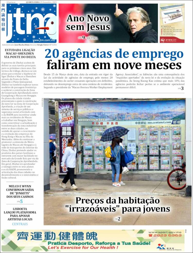 Portada de Jornal Tribuna de Macau (China)