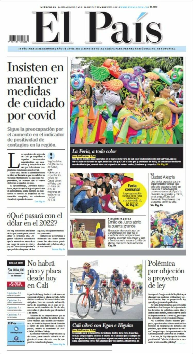 Portada de El País - Cali (Colombia)