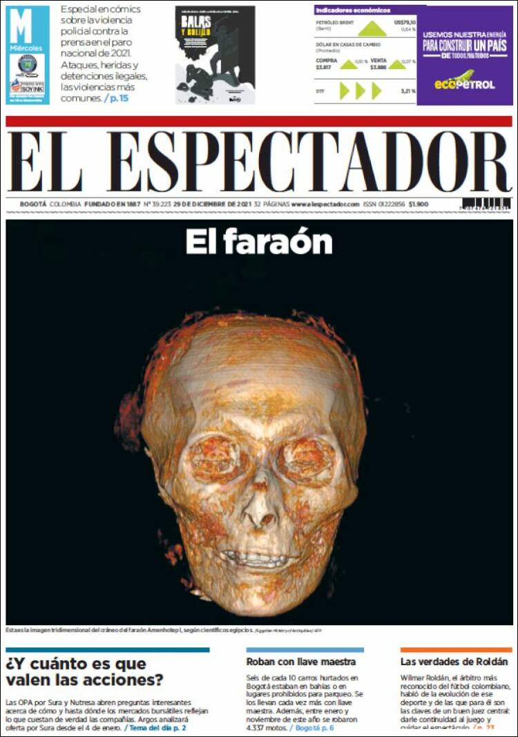 Portada de El Espectador (Colombia)