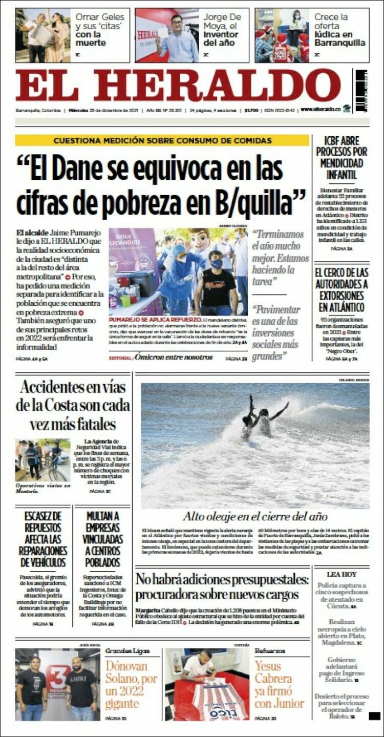 Portada de El Heraldo (Colombia)