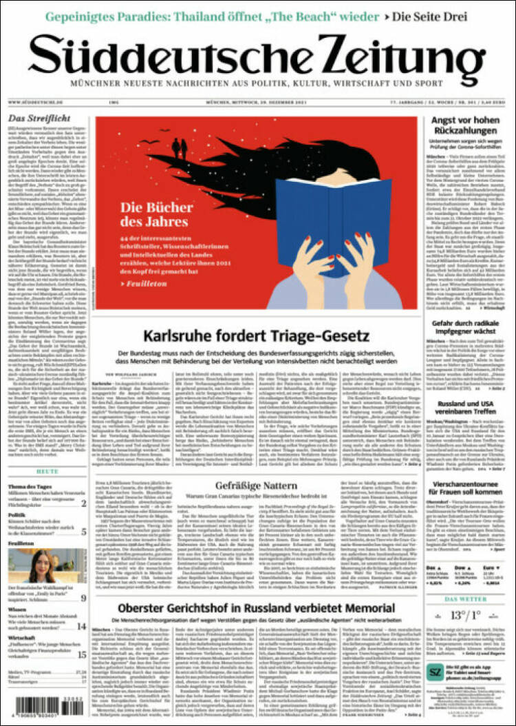 Portada de Sueddeutsche (Alemania)