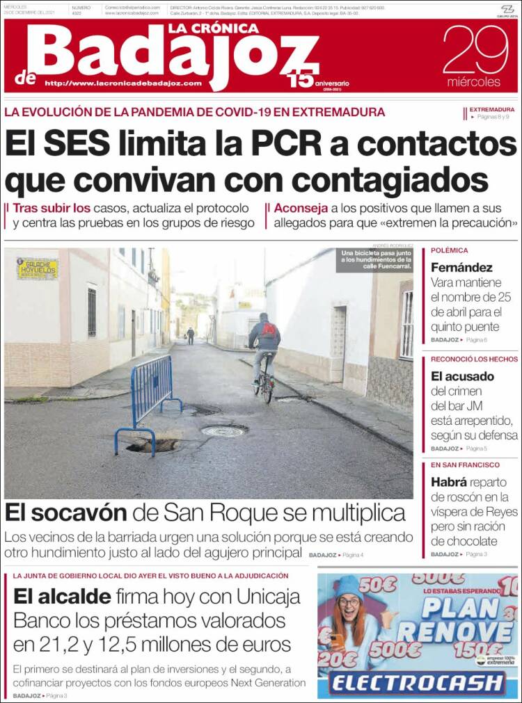 Portada de La Crónica de Badajoz (Spain)