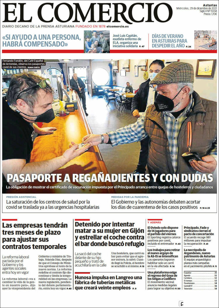 Portada de El Comercio (Spain)