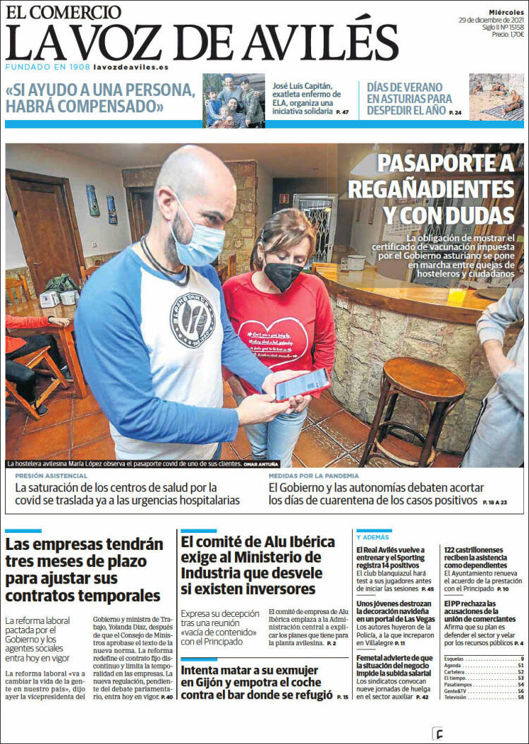 Portada de El Comercio - Avilés (Spain)