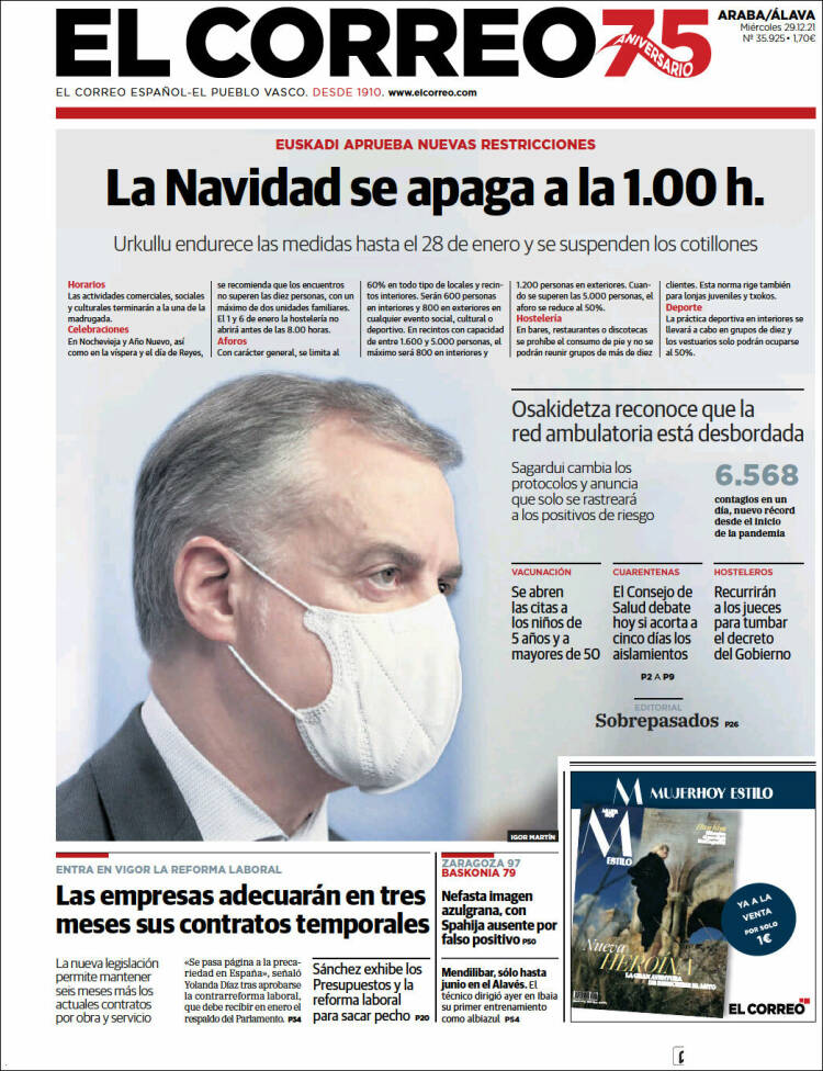 Portada de El Correo - Álava (Spain)