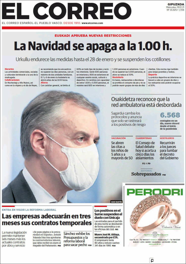 Portada de El Correo - Guipuzcoa (Spain)