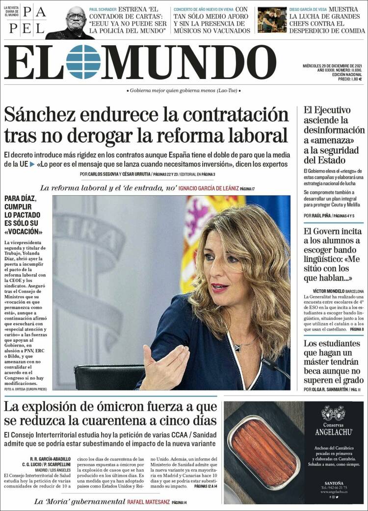 Portada de El Mundo (Spain)