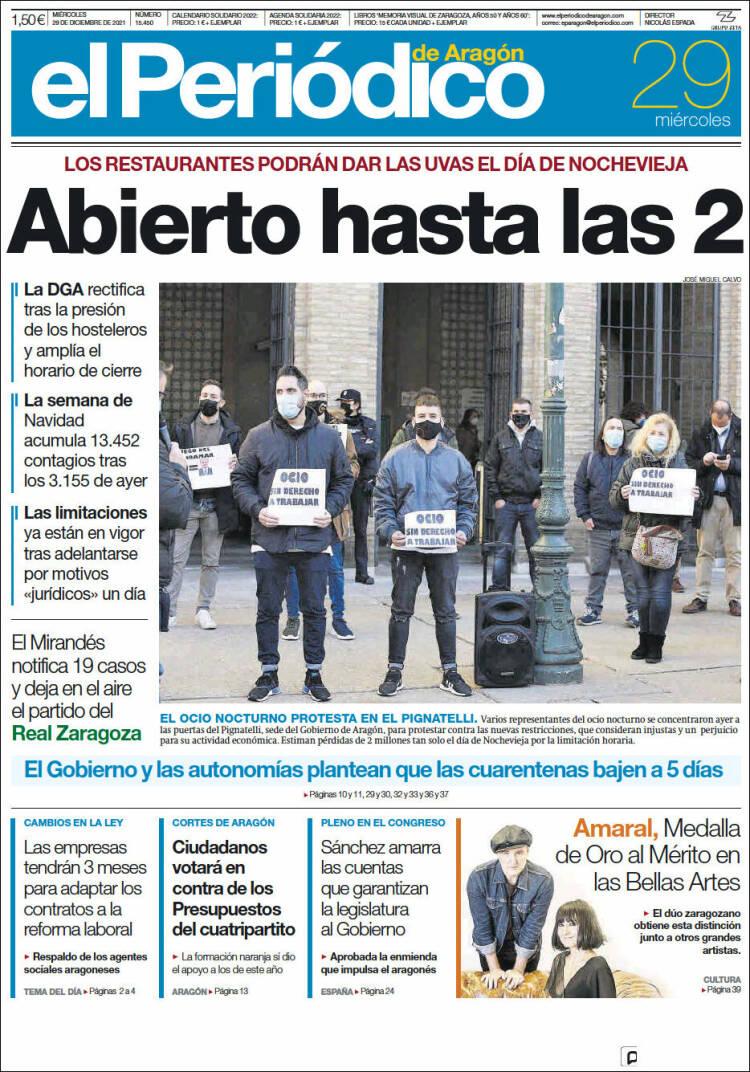 Portada de El Periódico de Aragón (Spain)