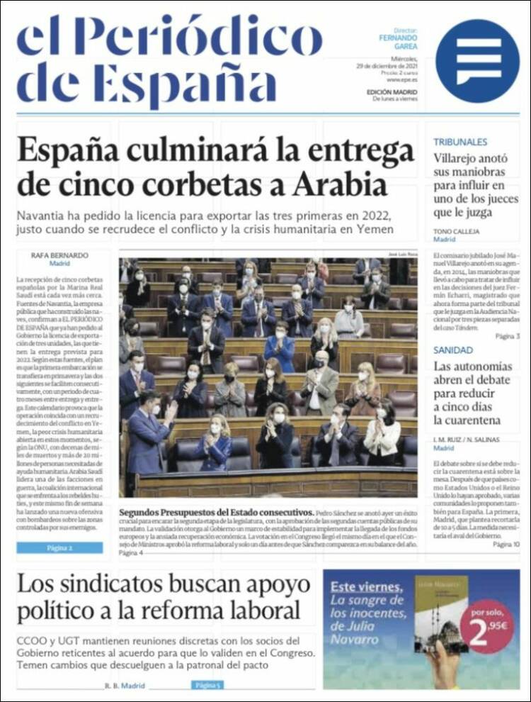 Portada de El Periódico de España (Spain)