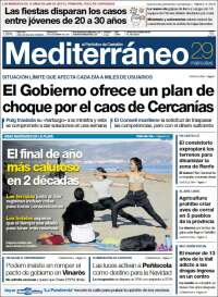 Portada de El Periódico Mediterraneo (España)