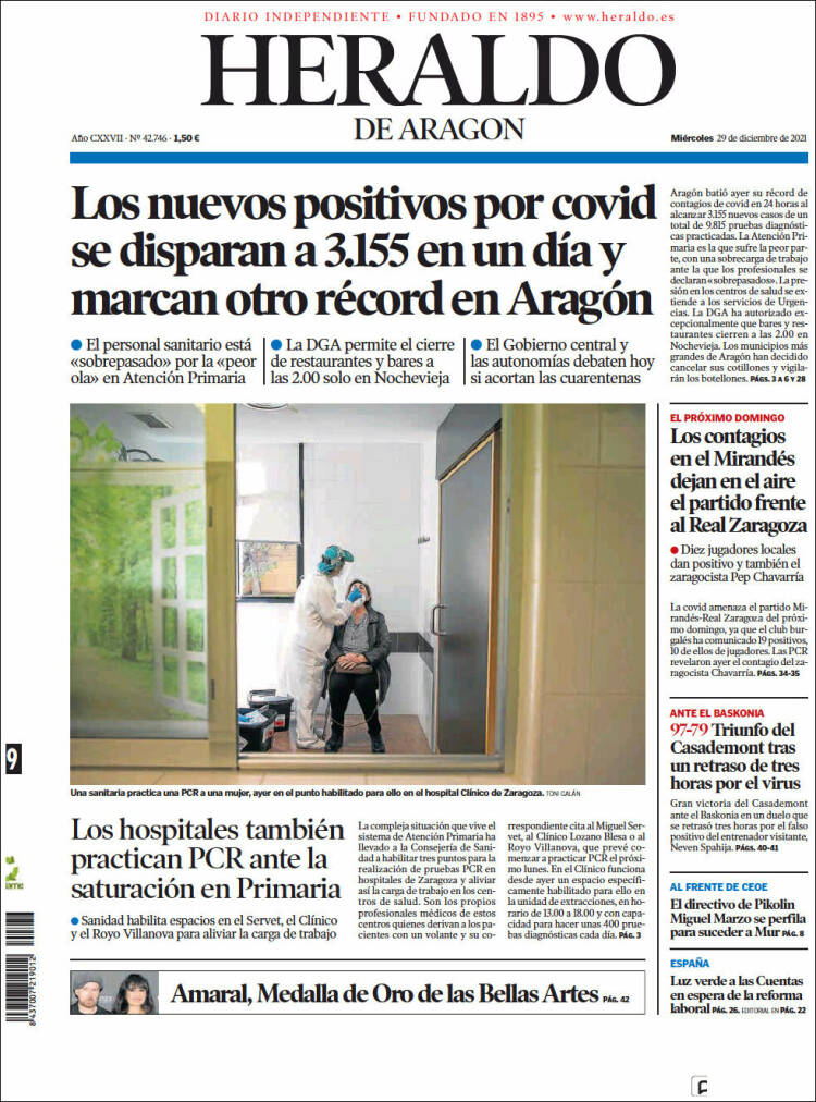 Portada de Heraldo de Aragón (Spain)