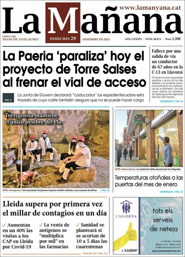 Portada de La Mañana - Diari de Ponent (Spain)