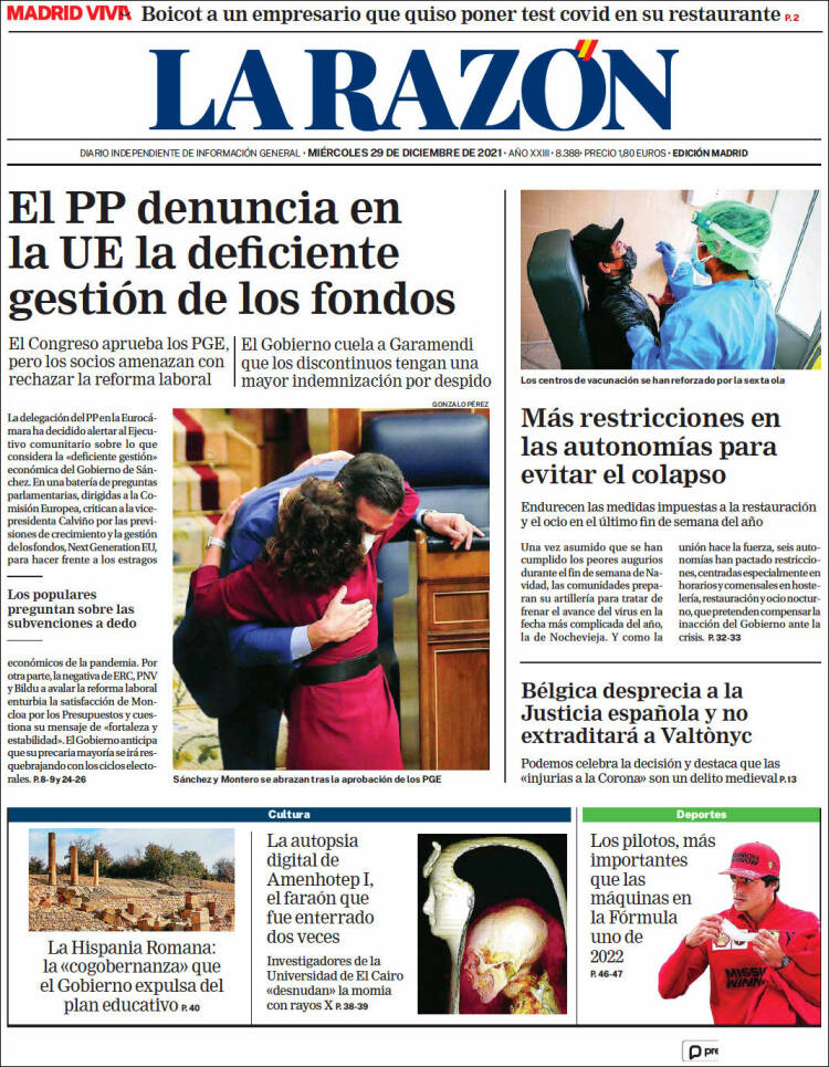 Portada de La Razón (Spain)