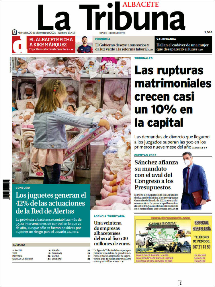 Portada de La Tribuna de Albacete (Spain)