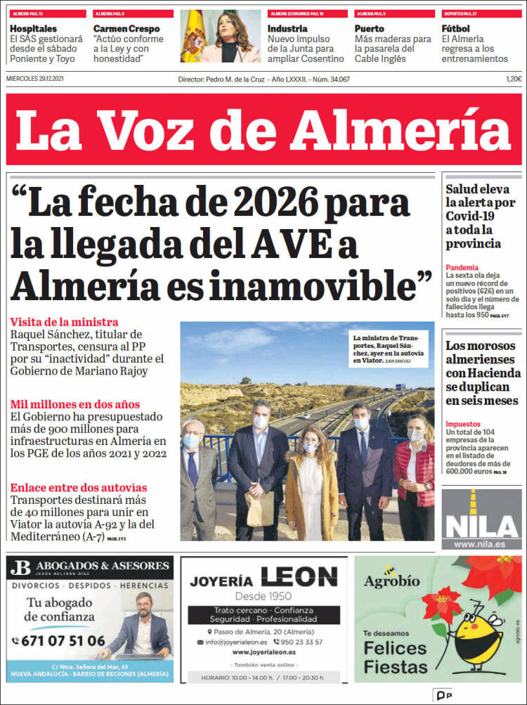 Portada de La Voz de Almería (Spain)