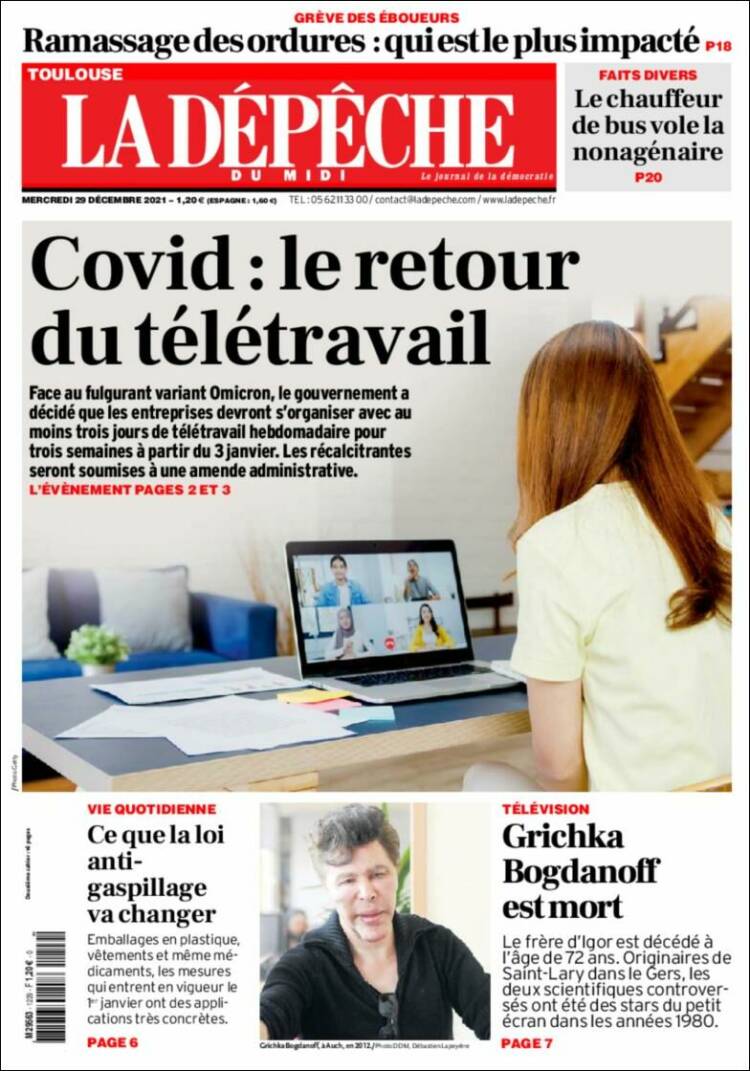 Portada de La Dépêche du Midi (Francia)