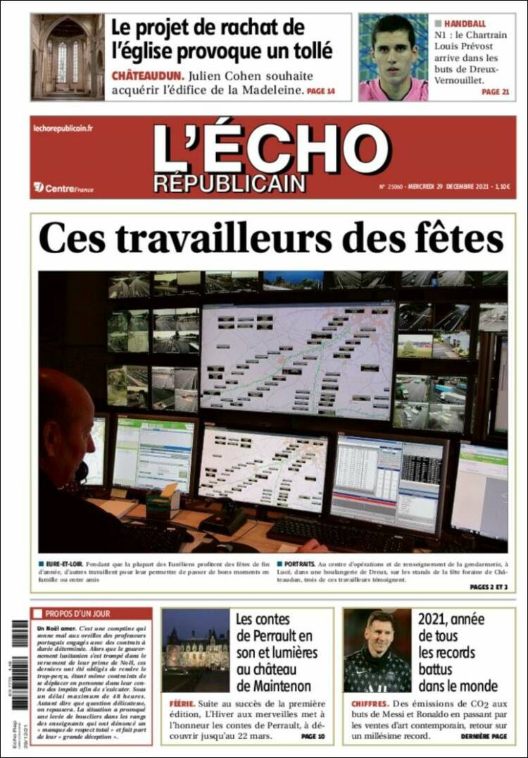 Portada de L'Echo Républicain (Francia)