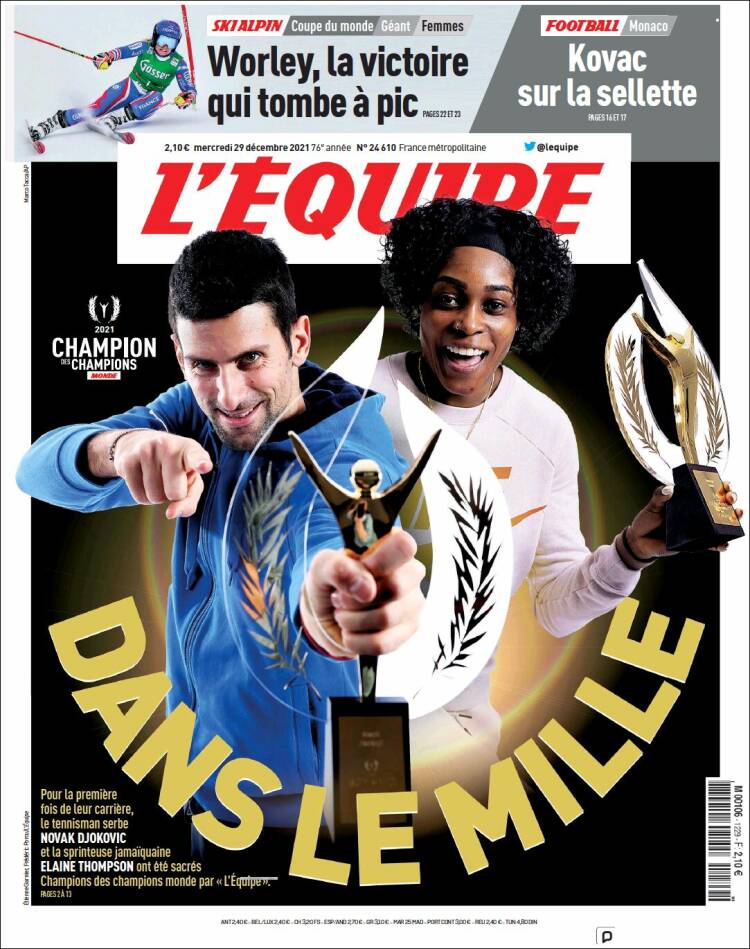 Portada de L'Equipe (Francia)