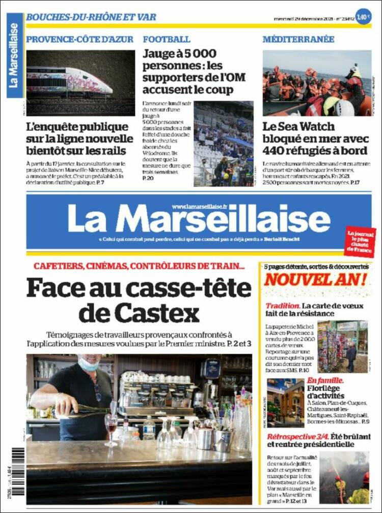 Portada de La Marseillaise (Francia)