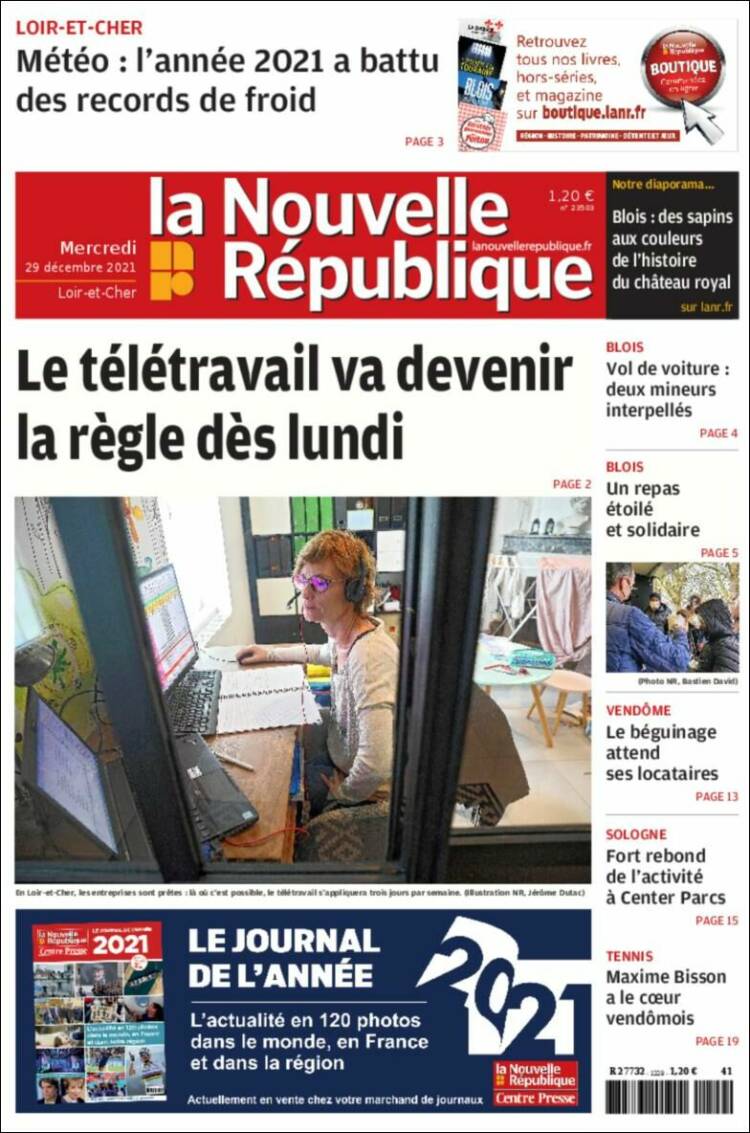 Portada de La Nouvelle Republique (Francia)