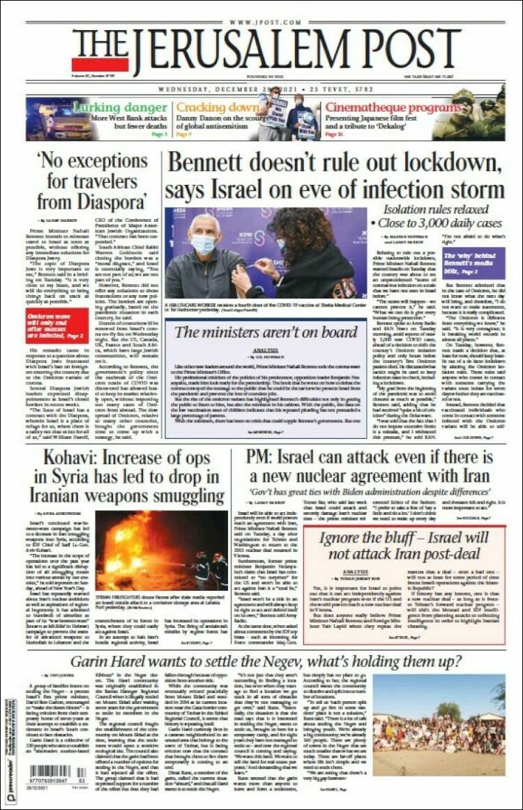 Portada de The Jerusalem Post (Israel)