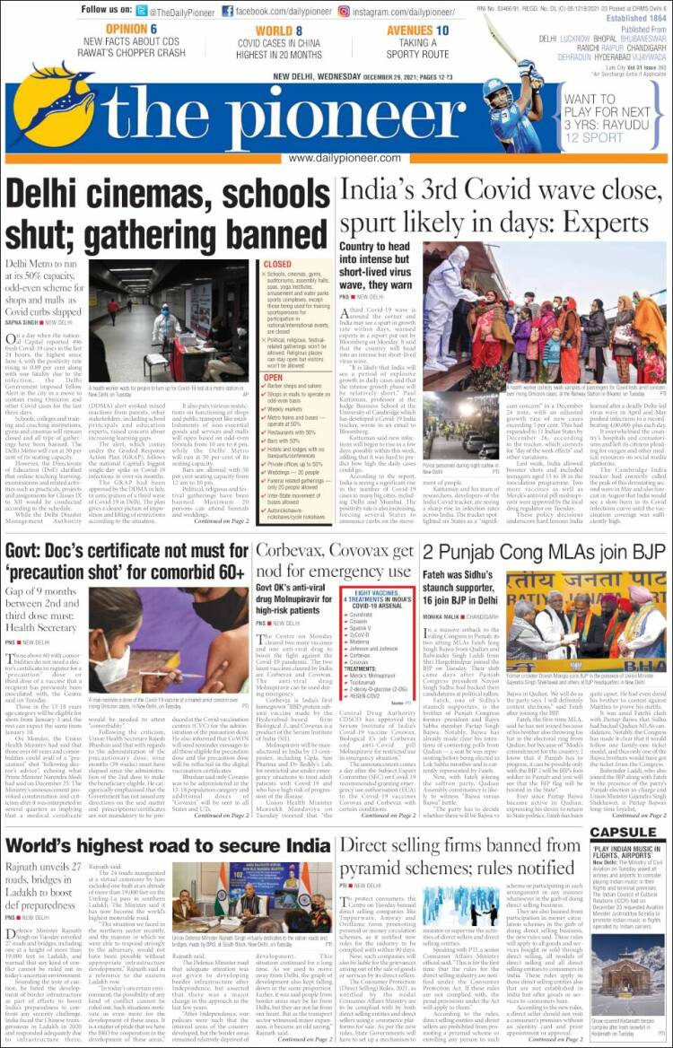 Portada de The Pioneer (India)