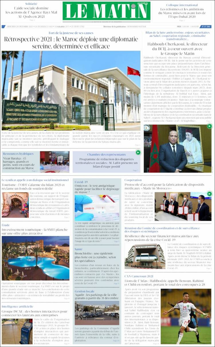 Portada de Le Matin (Marruecos)