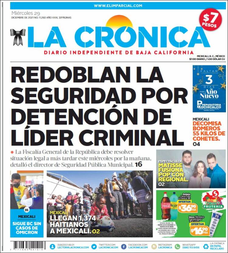 Portada de La Crónica de Baja California (M&eacute;xico)