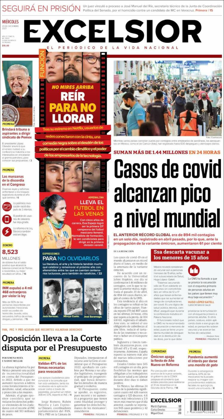Portada de Excelsior (M&eacute;xico)