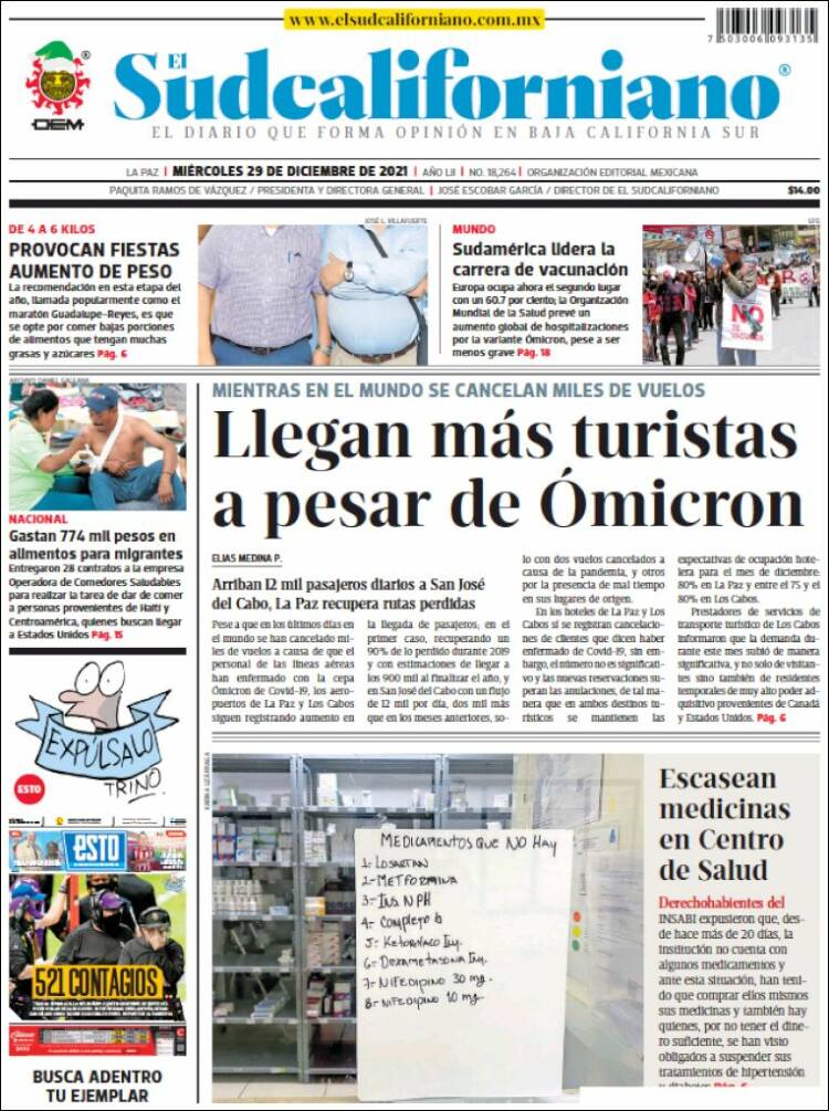 Portada de El Sudcaliforniano (M&eacute;xico)