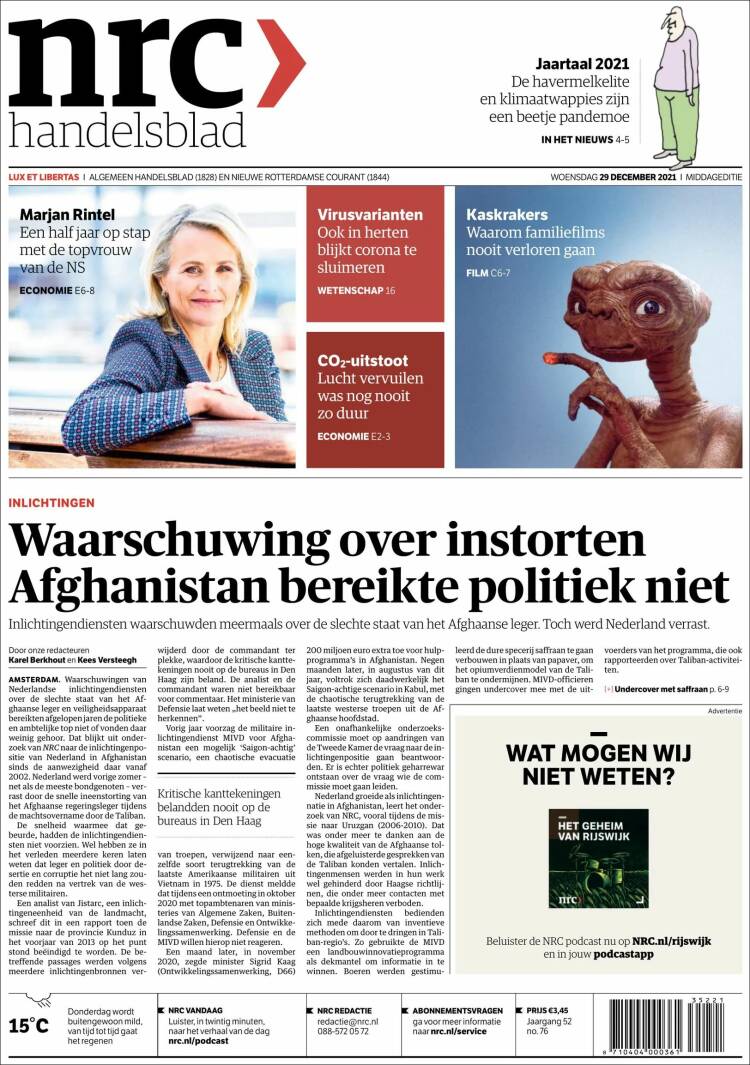 Portada de NRC Handelsblad (Pa&iacute;ses Bajos)