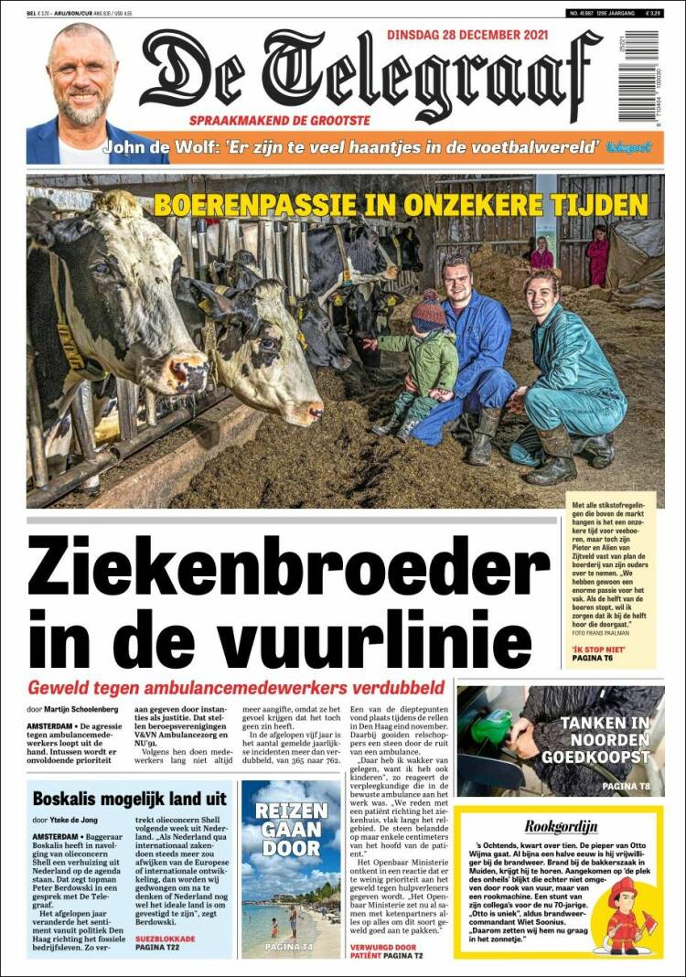 Portada de De Telegraaf (Pa&iacute;ses Bajos)