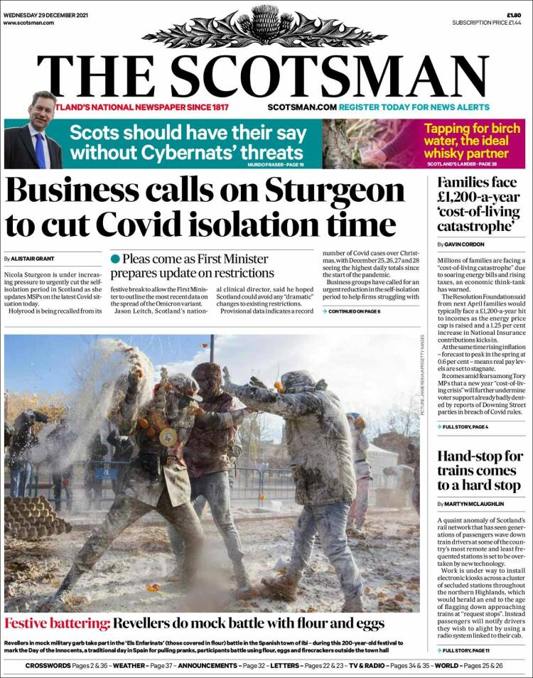 Portada de The Scotsman (Reino Unido)