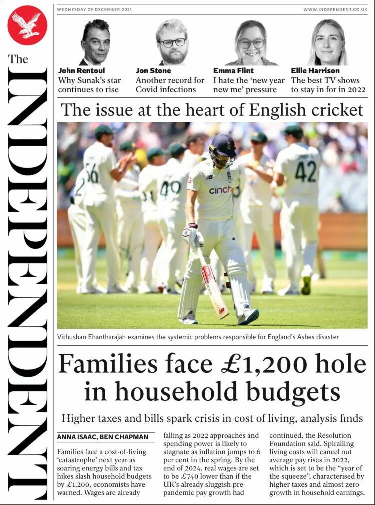 Portada de The Independent (Reino Unido)