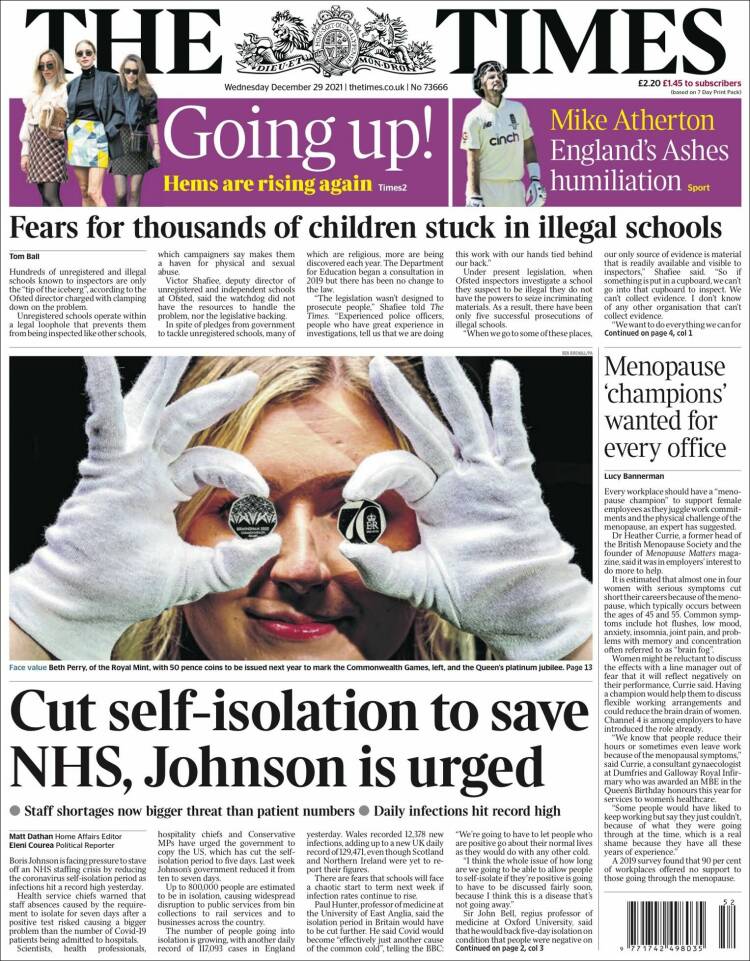 Portada de The Times (Reino Unido)