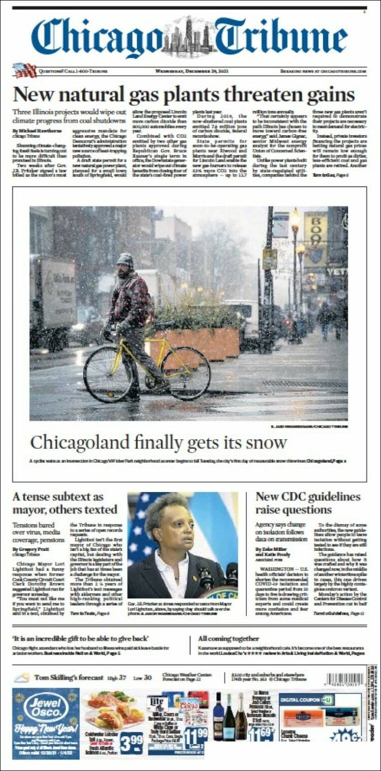 Portada de Chicago Tribune (USA)