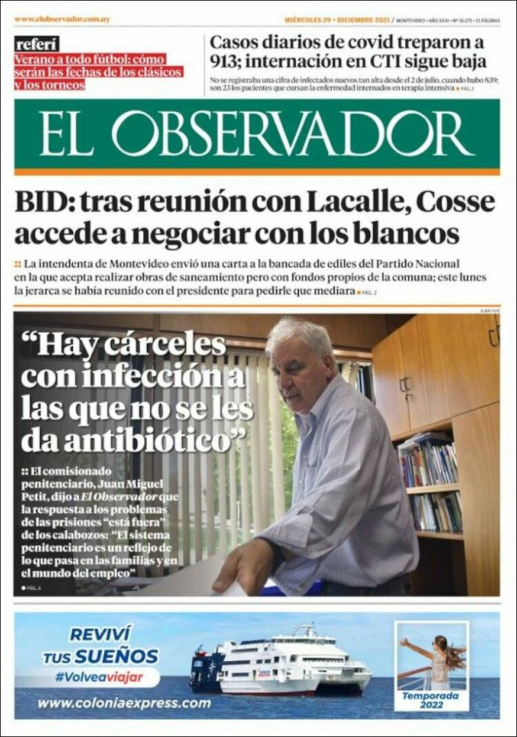 Portada de El Observador (Uruguay)