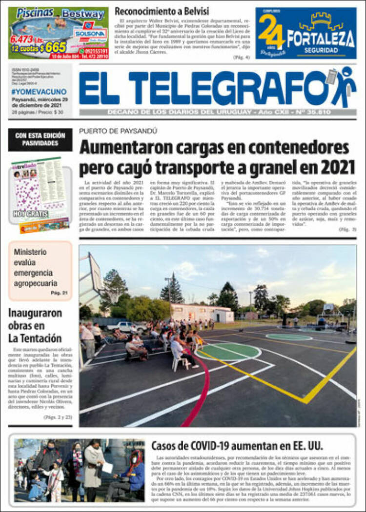 Portada de El Telégrafo (Uruguay)