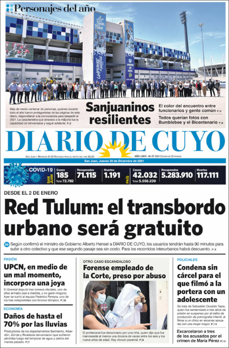 Portada de Diario de Cuyo (Argentina)