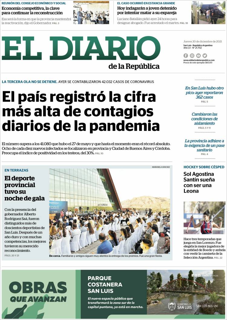 Portada de Diario de la República (Argentina)