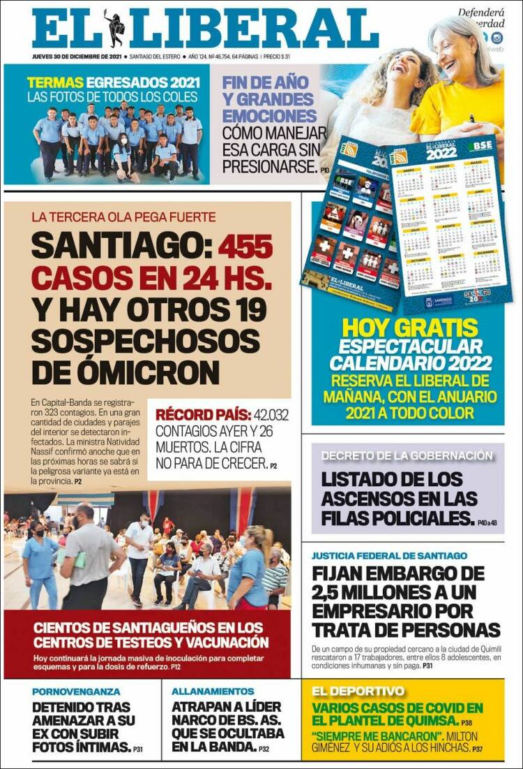 Portada de Diario El Liberal (Argentina)
