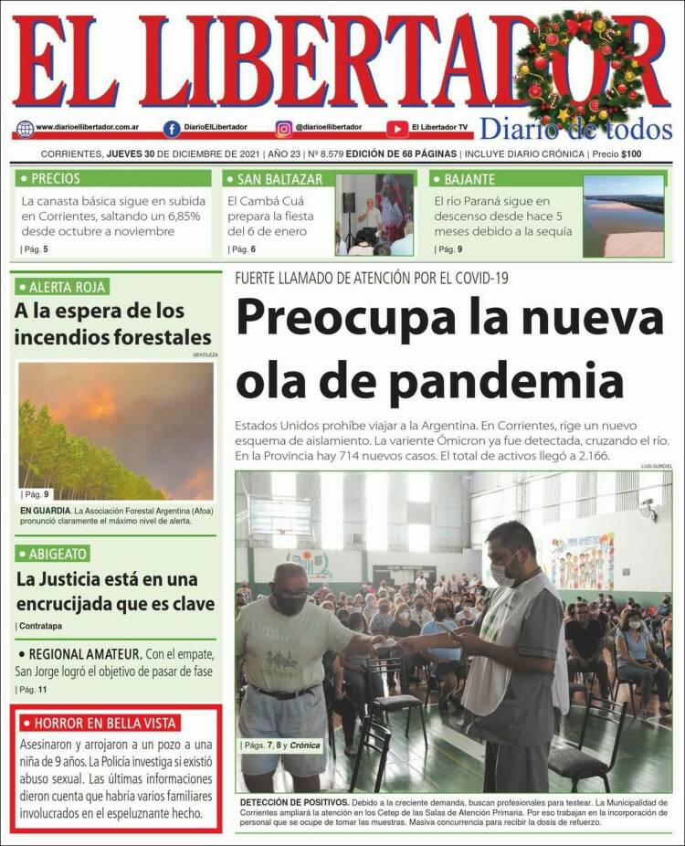 Portada de Diario El Libertador (Argentina)