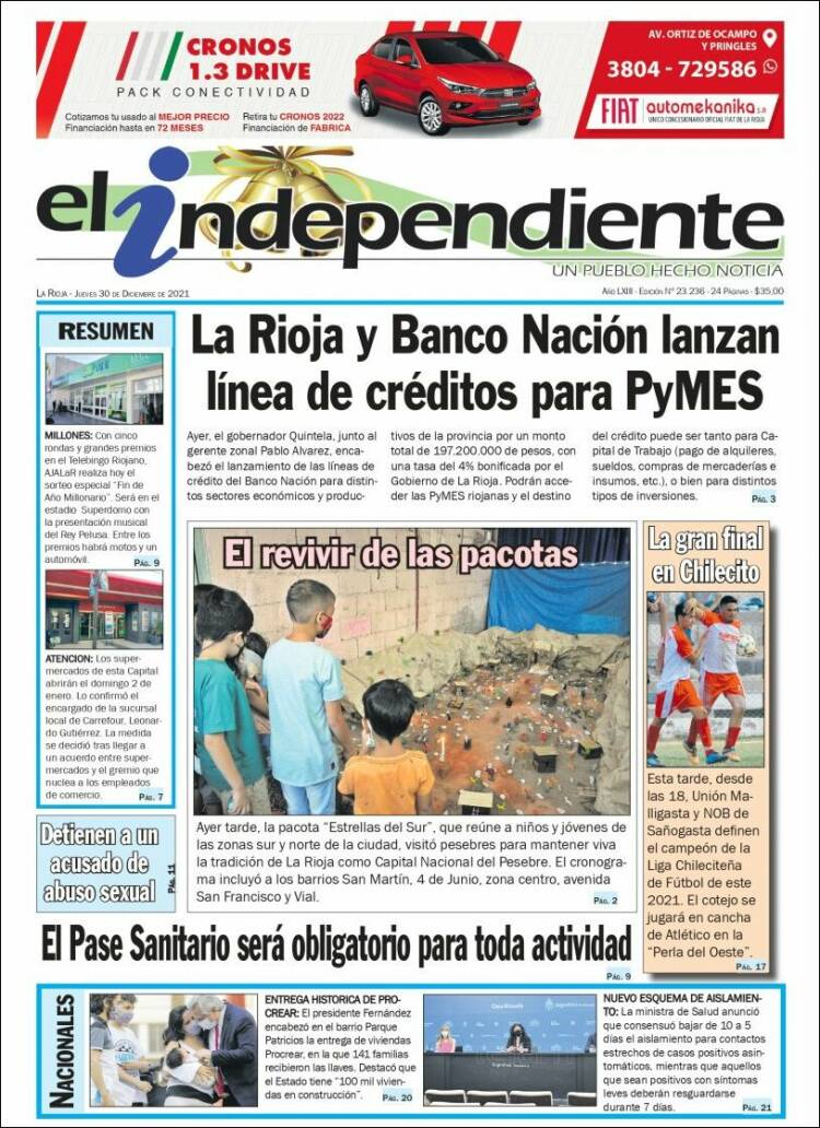 Portada de El Independiente (Argentina)